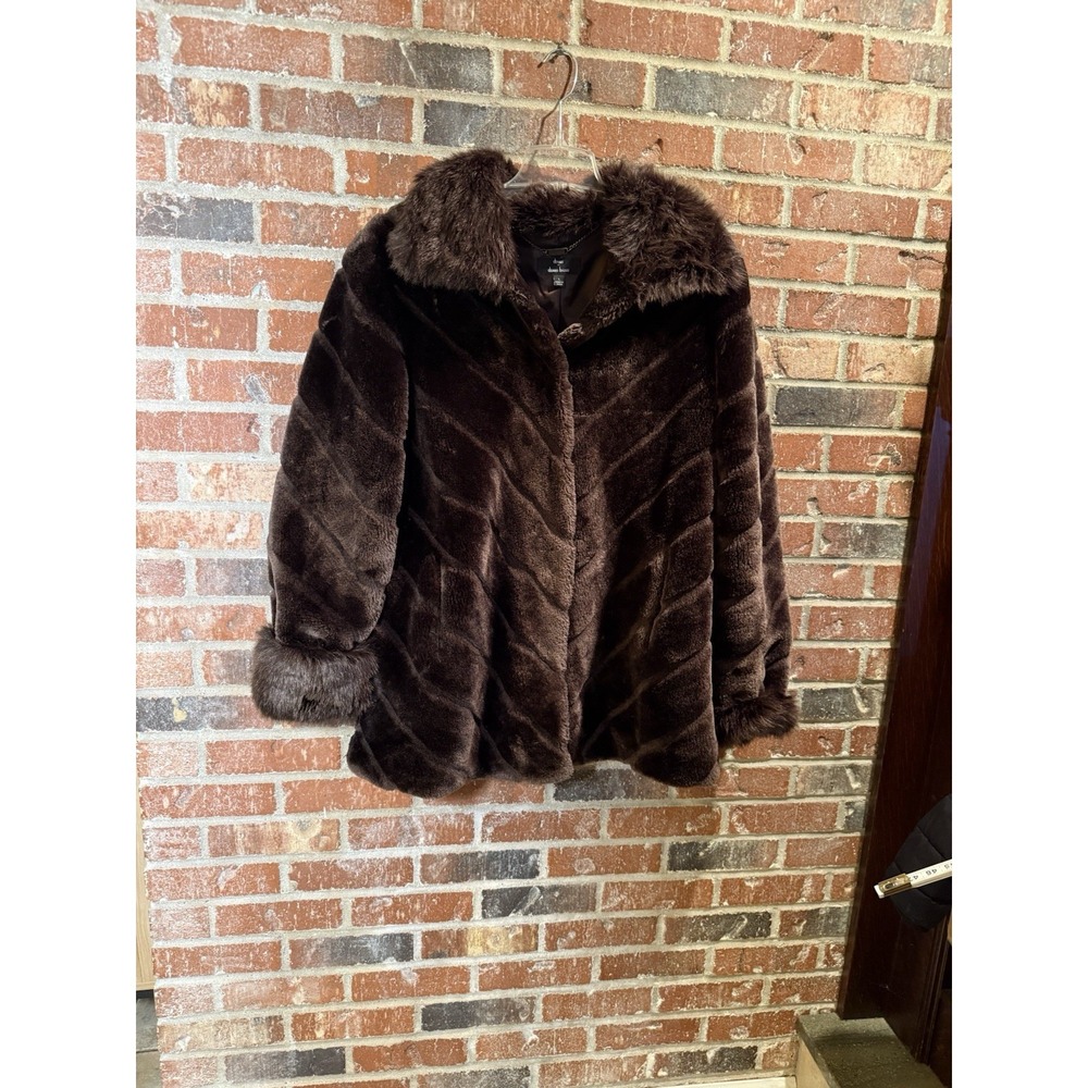 Dennis Basso Brown Fur Coat Jacket Large